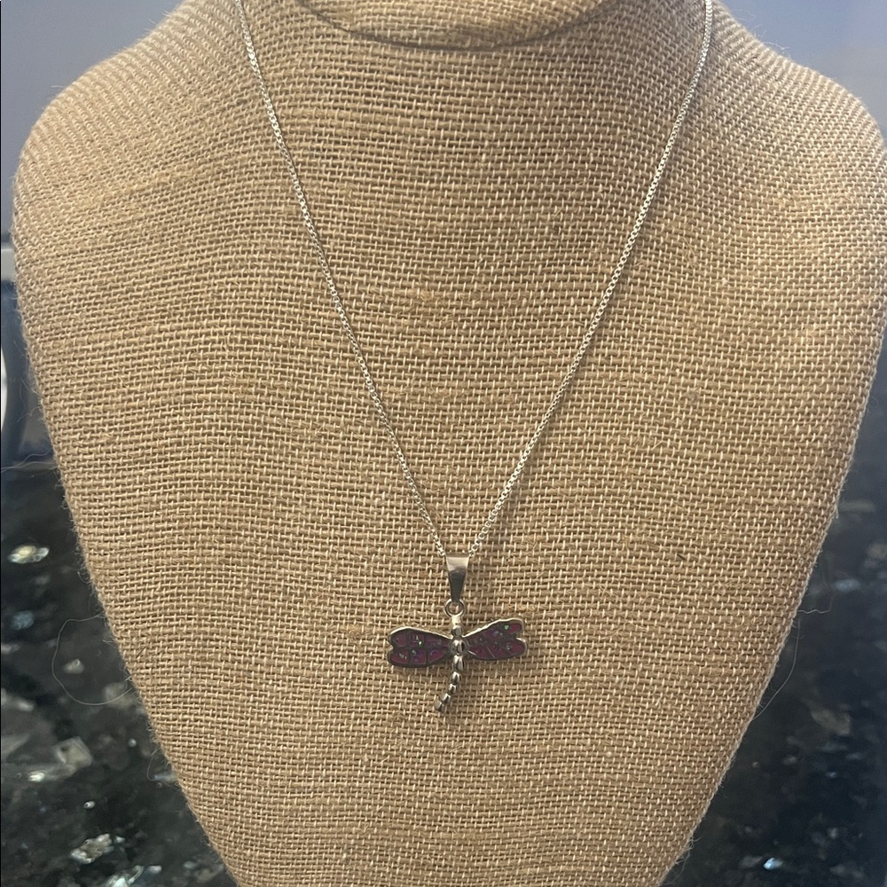 Purple Dragonfly Pendant Necklace